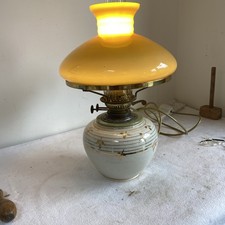 Vintage Lingard Ceramic Oil Lamp Converted To Electric With Glass Shade