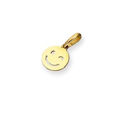 Real 375 9ct Gold Winking Smiley Face Charm Emoticon Emoji Charms