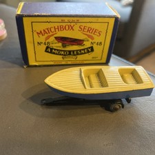 Moko Lesney No.48 METEOR SPORTS BOAT &TRAILER vintage toy boxed 1950s nice 