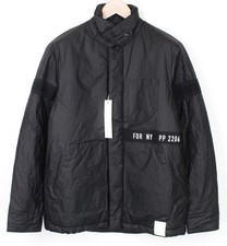 REPLAY Men's Jacket L Black Lined Zip Padded Casual Snapped Long Sleeve Coat *