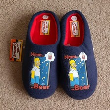 Mens Novelty Homer Simpson "Mmm... Beer" Mule Style Slippers Size 9/10 BNWT