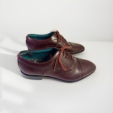 Ted Baker London Men’s “Fually” Cap-Toe Oxford Dress Shoes – Burgundy Leather 