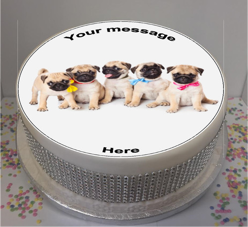 Personalised pug puppies - personalised, 8"