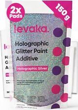 LEVAKA Glitter Paint Additive, 150g - Holographic Silver Glitter for Walls, Wood