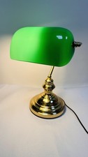 15” Antique Brass Retro Classic Bankers Lamp Table Desk Light Tilt Green Shade