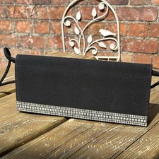 Stuart Weitzman Black Clutch Bag with Gemstone Accent Vintage Handbag