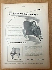 1953 Aircraft Advert VICKERS ARMSTRONGS CHAIRS PASSENGER COMFORT SPACE SAVING