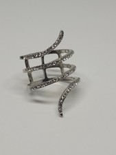 Swirl Spiral Full Finger Diamonté Styled Gemmed Ring Size UK P