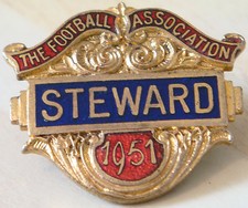 THE FOOTBALL ASSOCIATION 1951 STEWARD Badge Brooch pin 40mm x 36mm