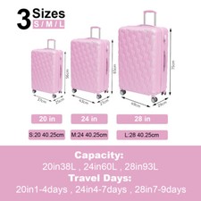 Suitcase Hard Shell Travel Trolley 4 Wheels Hand Small Large Luggage 20/24/28"