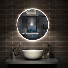 Round LED Bathroom Mirror Adjustable Brightness Anti-fog