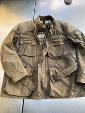 Belstaff men's XL 50in brown belted waxed motorcycle biker jacket