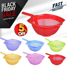 Plastic Colander Strainer Kitchen Drainer With Handle Food Rice Pasta Fruit Veg