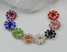 10 SMALL FLOWER DESIGN  METAL BACKED EMBELLISHMENTS DIAMANTE RHINESTONE CRYSTALS