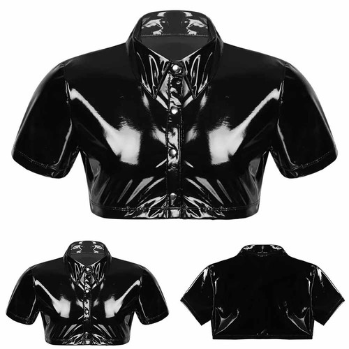 Crop tops blouse mens pvc - mens,