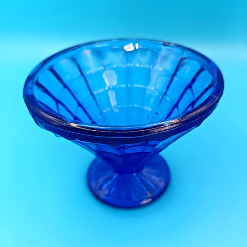 Unmarked blue pressed glass - blue,