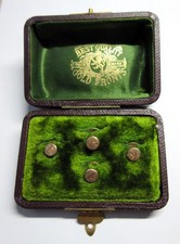 Antique Edwardian 9ct, 9k Gold Fronted SHIRT DRESS STUDS - Boxed