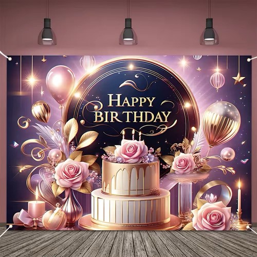 Floral birthday backdrop large - floral,