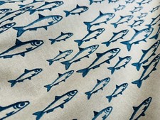 Nautical Linen Look Mix & Match Fabric Marine Home Decor Curtain 140cm Wide