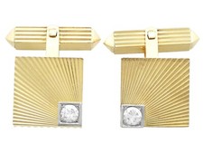 Vintage 0.52 ct Diamond and 18Carat Yellow Gold Cufflinks Circa 1960