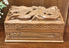 INDIAN WOODEN Carved FLOATING DRAGON JEWELLERY/TRINKET BOX - Secret Sliding Lock