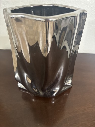 Crinkle paper bag vase ceramic - bag,