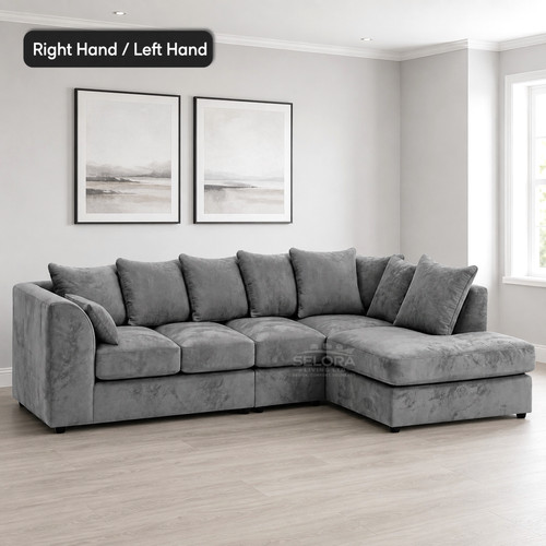 Xxl grey plush velvet corner - xxl,