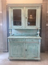 Antique Chippy Paint Turquoise Blue Dresser Cupboard Country Kitchen Statement