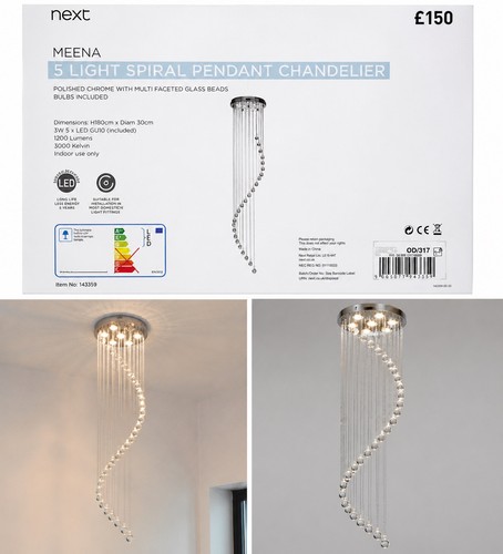 Chrome crystal ceiling pendant - ceiling,