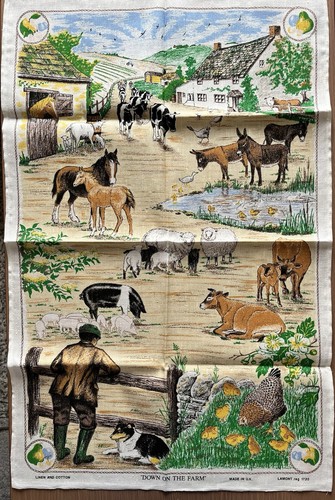 Vintage lamont tea towel down - vintage,