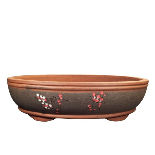 Painted bonsai pot - bonsai,