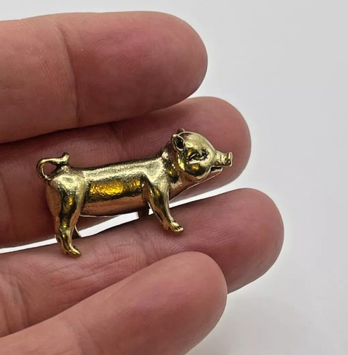Small brass pig farm animal - small,