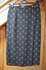 Kaliko Beige and Black Skirt, Size 14, Silk, Wrap Over, Midi Length.