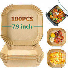 100 Pack Disposable Air Fryer Liners Oil Proof Paper Liners Ninja Parchment UK