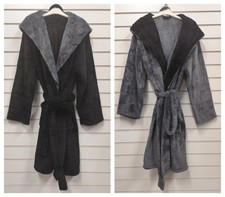 Mens Quality Winter Super Soft Fleece Hooded Dressing Gown Robe UK Sizes L  XL