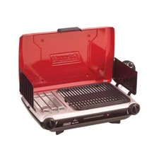 Coleman PerfectFlow Propane grill + stove combo camping Red