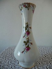 GOLD-EDGED CHODZIEZ PORCELAIN VASE-PINK ROSES 11" - GIFT IDEA