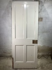 29 7/8"X 77 1/2" 1930s Internal Painted Pine Four Panel Door 2over2 Panelled