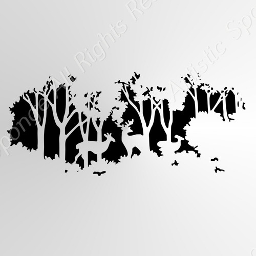Forest trees deer a4 a3 - a5,