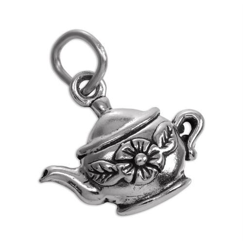 Sterling silver teapot charm - teapot,