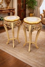 Pair Gilt Rococo Style Marble