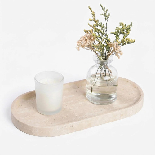Beige travertine vanity tray - travertine,