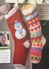 Pair Of Christmas Snowman & Colourwork Motif Stockings DK KNITTING PATTERN
