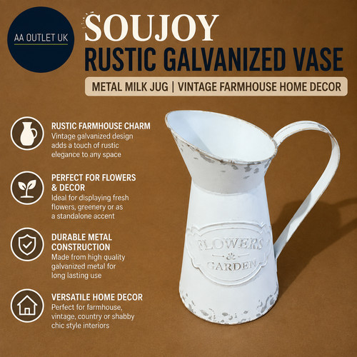 Soujoy rustic galvanized vase - galvanized,