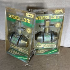 Weiser Lock D 9370 Single Cylinder Deadbolt Brass 2 Pk. Keyed Alike NOS USA Made