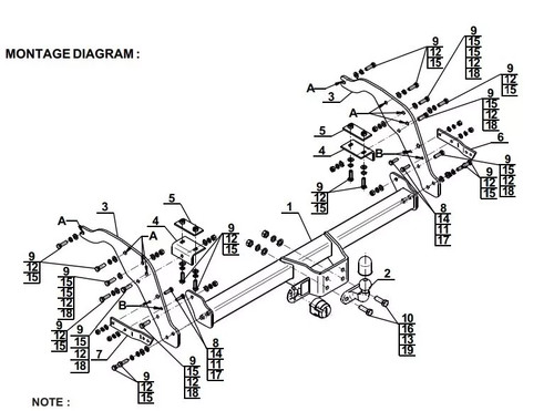 Flange neck tow bar - neck, mazda