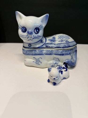 Vintage kitty cat trinket box - vintage,