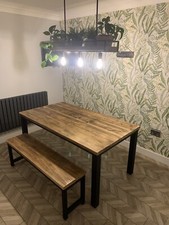 Dining Table Steel And Reclaimed Wooden Rustic Farmhouse Industrial Upcycled