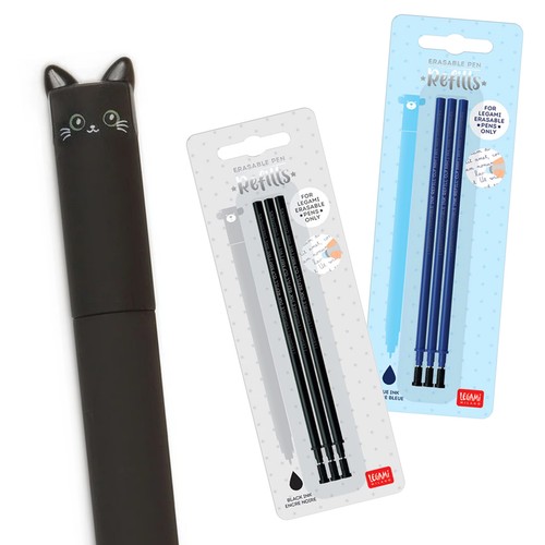 Legami black cat erasable - cat, pen