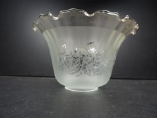 Vintage Frilly Etched Frosted iridescent Clip on Glass Shade